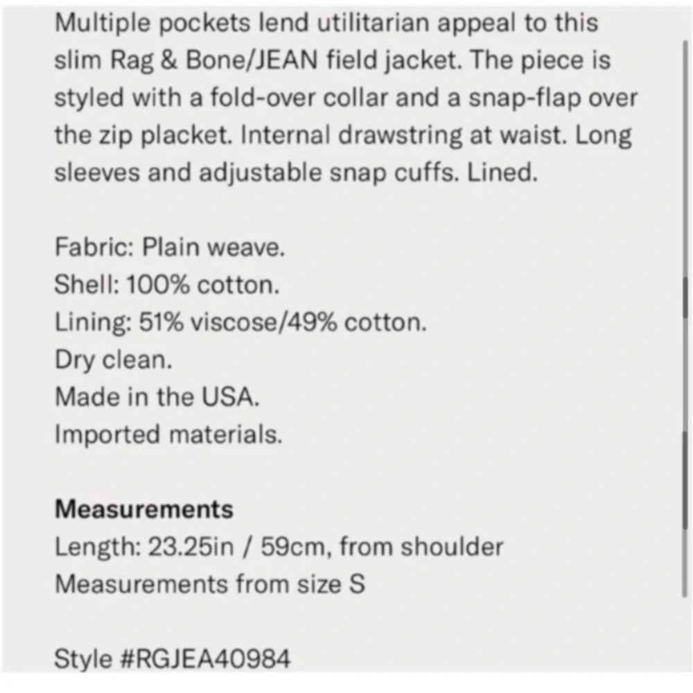 Rag & Bone - Cotton Field Army Jacket - Size Small Shopbop - NWT - Picture 4 of 15